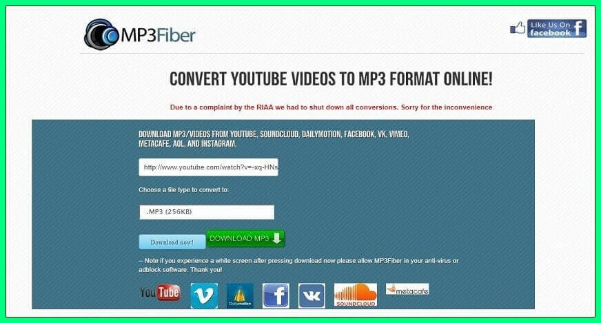 Mp3Fiber video convertor online