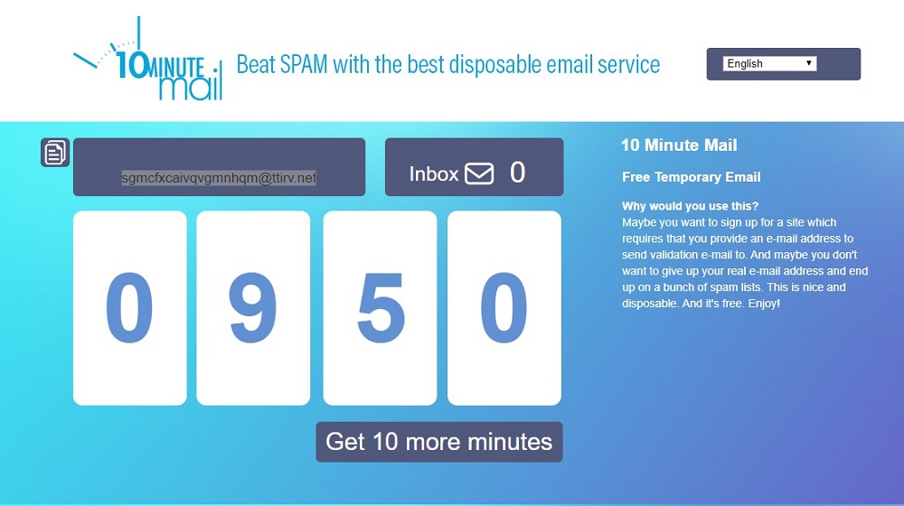 10Minutemail temporary email address generator