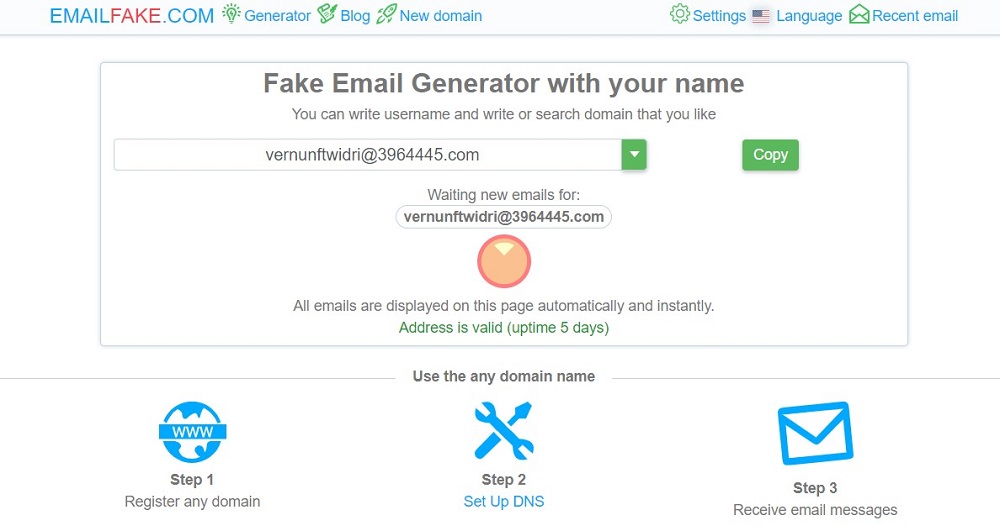 Disposable email address generator