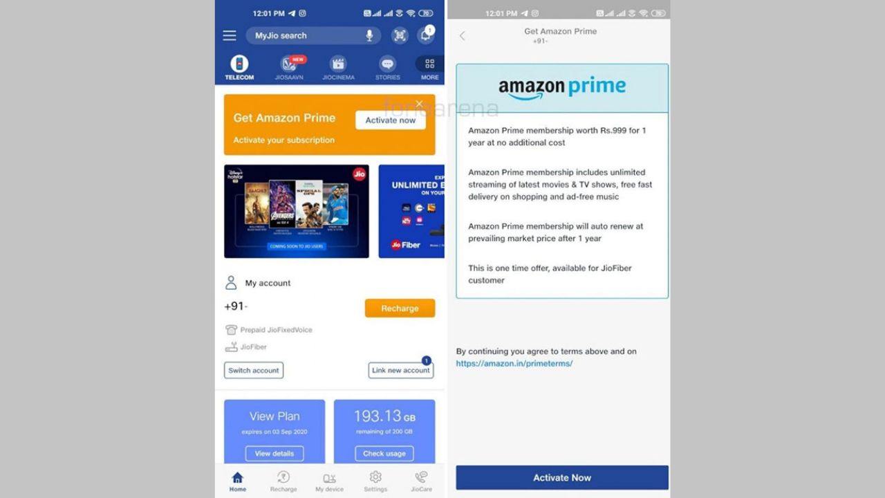 Free Amazon Prime Subsciption for jio users