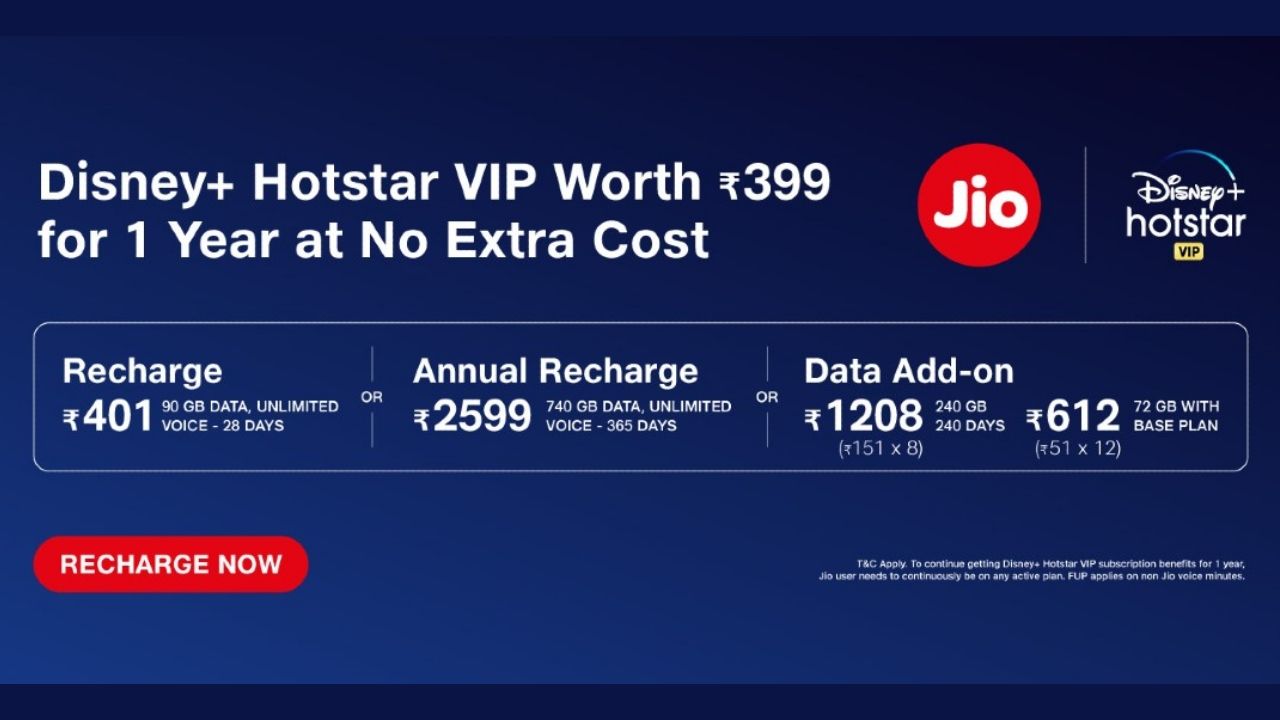 Reliance Jio Disney plus Hotstar offer plan