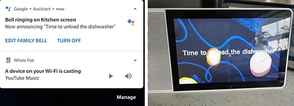 Bell ringing on Google Kitchen screen