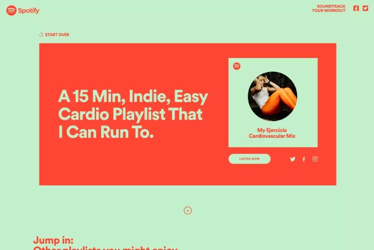 Spotify will make custom playlist for workout