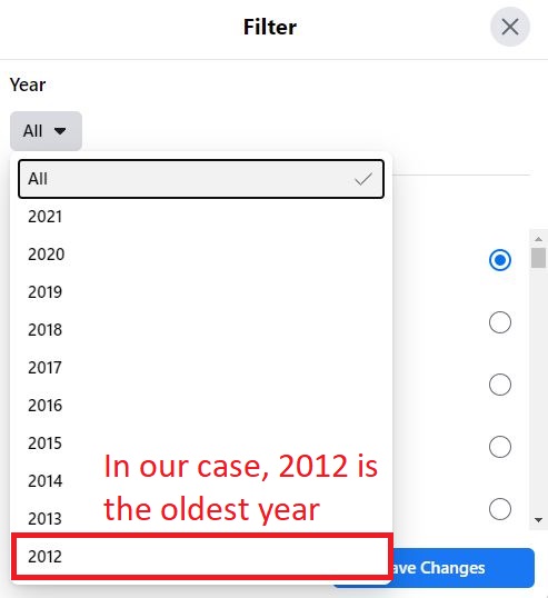 Choose the oldest visible year