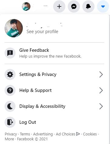 Open FB profile and click on dropdown