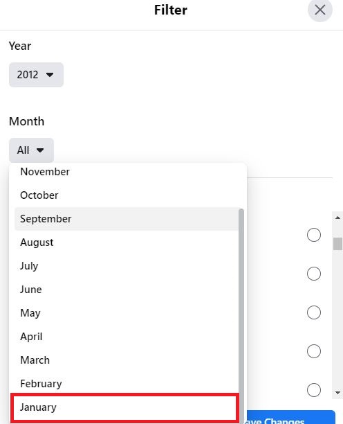Select Month to find your oldest Facebook friend