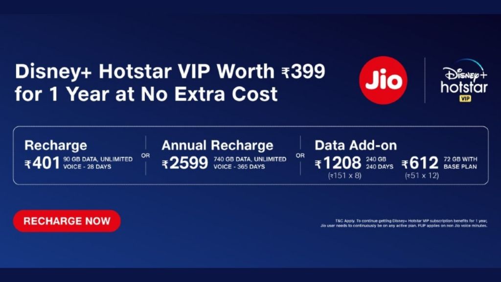 Now Reliance Jio is offering [Free] Disney+ Hostar membership for 1 year