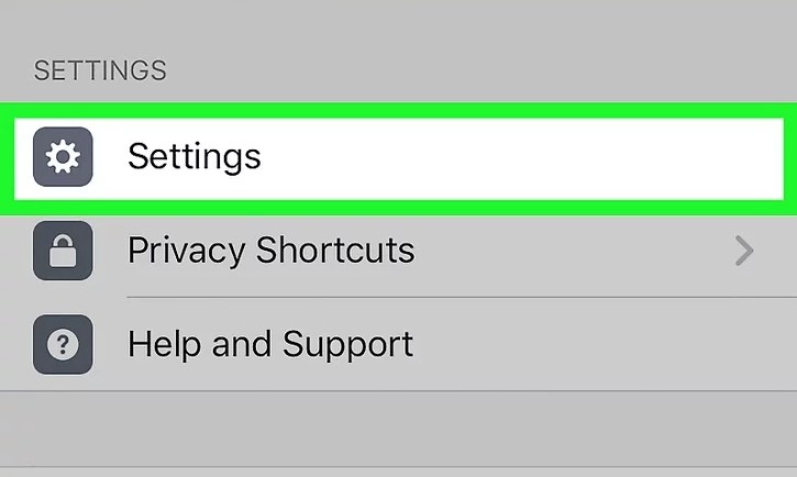 tap on Settings